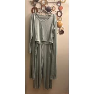 Sage green pajamas set with house coat plus size xxl